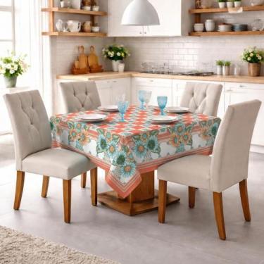 Imagem de Kit 2 Toalha para Mesa Quadrada Estampada Oxford para 4 Cadeiras 1,45 