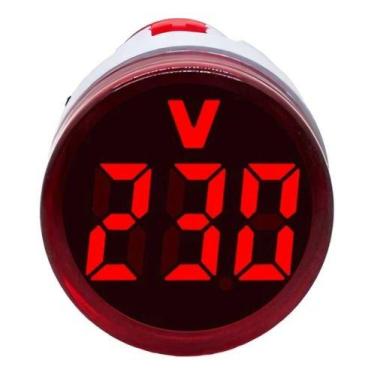 Imagem de Voltímetro Digital Embutir 22mm 50-500Vca - Snetec SVR1-22, Vermelho