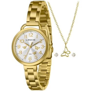Imagem de Kit Relógio Lince Feminino Dourado LRGH307L36 K0L2S2KX