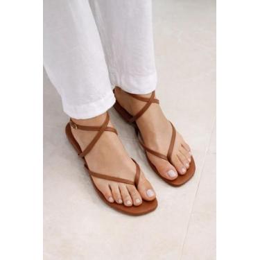 Imagem de Sandália Rasteira Minimalista Tiras Finas Gladiadora Fivela - Iara Cor