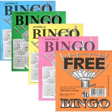 Imagem de 5 Cartelas Bingo Free Jornal C/ 100 Fls M 10x11 Cm Coloridos - Peq Pap