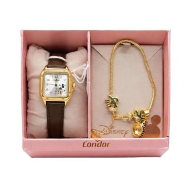 Imagem de Relógio Condor Feminino Ref: Co2035obz/k3k Retangular Dourado Mickey + Semijoia
