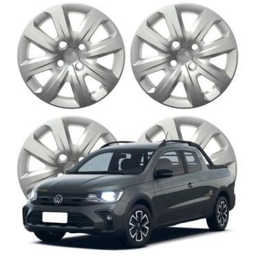 Imagem de Jogo Calota Aro 14 VW Saveiro 2014-2016 Cubo Alto Prata - Grid Calotas