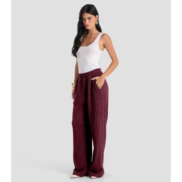 Imagem de Calça Feminina em Malha Tricot Rustic Dianna Vermelho, M, Vermelho