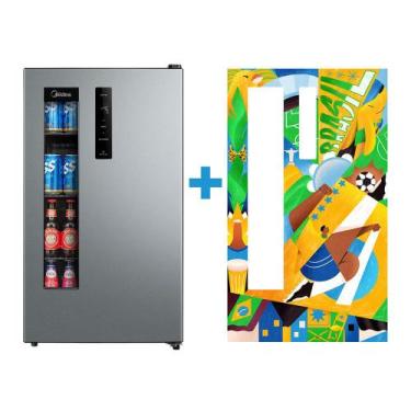 Imagem de Kit Cervejeira Frost Free 82L Prata + Ímã Personalizado Midea, 220V