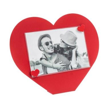 Imagem de Porta Retrato Formato Coração Decorativo Com Ímã Para Grudar Fotos Rec