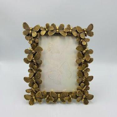 Imagem de Porta-Retrato em Poliresina Decorado com Borboletas Douradas para Foto