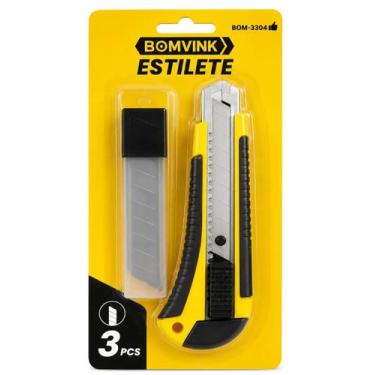 Imagem de Estilete + 3 laminas bomvink bom-3304 cor sortida