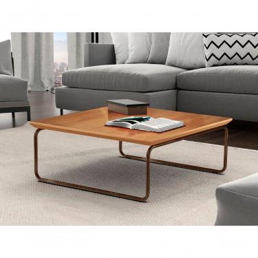 Imagem de Mesa de Centro Kairos Quadrada MDF Metal Pintado 70CM Café Lar Flex Móveis