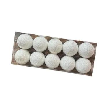 Imagem de Conjunto De 10 Bolas De Natal Brancas Com Estrela Para Decoração De Ár