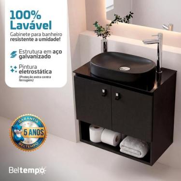 Imagem de Gabinete Banheiro Aço Galvanizado Suspenso Com Cuba de Apoio 60x36 Zeu
