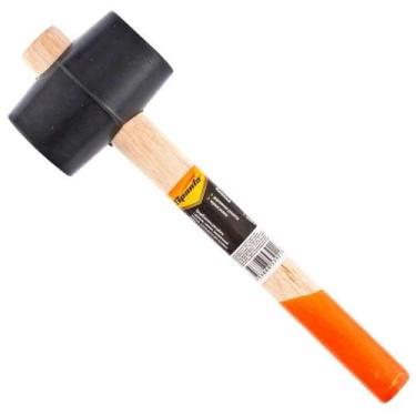 Imagem de Martelo De Borracha Preto Com Cabo De Madeira 680g - 1115555 - Sparta
