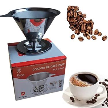 Imagem de Coador Filtro Café Aço Inox Sem Uso De Filtro 14,5 cm x 9 cm