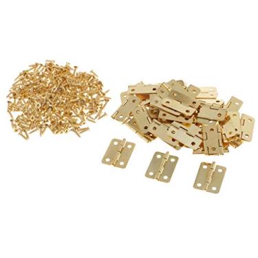 Imagem de #N/A 50 peças de mini dobradiças vintage para gaveta de armário antigo dobradiça de madeira móveis caixa de presente dobradiça de ferro para móveis com parafusos