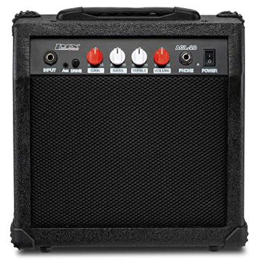 Imagem de LyxPro Amplificador de guitarra elétrica de 20 watts, alto-falante embutido, entrada de fone de ouvido e entrada auxiliar, inclui ganho de graves agudos volume e moagem – Preto