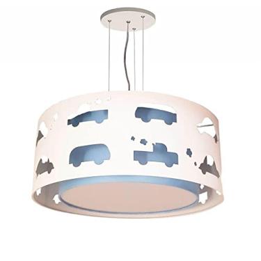 Imagem de Lustre Infantil Pendente Recorte Carrinhos 50x16 Azul bebê