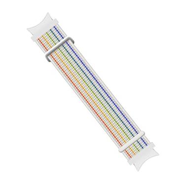 Imagem de Pulseira Nylon Loop LTIMPORTS, compativel com Galaxy Watch 6 - Galaxy Watch6 Classic - Galaxy Watch 5 - Galaxy Watch5 Pro - Galaxy Watch 4 - Galaxy Watch4 Classic (Arco-íris Branco)