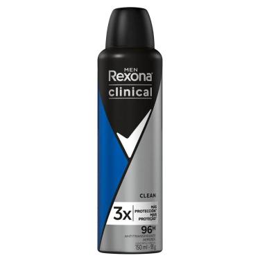 Imagem de Desodorante Antitranspirante Aerossol Rexona Men Clinical Clean 150ml