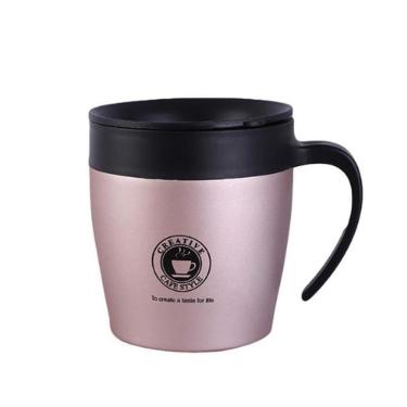 Imagem de Caneca Térmica Aço Inox 350 Ml Com Tampa E Colher Cor Rose