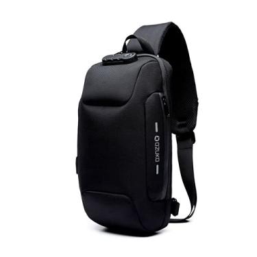 Imagem de Bolsa tiracolo antifurto, mochila a tiracolo, impermeável, com porta de carregamento USB Mochilas Casuais