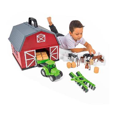 Imagem de Brinquedo A Fazendinha Completa com 40 Peças Celeiro com Alça Poliplac