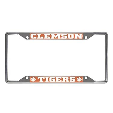 Imagem de FANMATS Moldura de placa de licença 14850 Clemson Tigers em metal cromado, cores do time, 15,8 cm x 31,1 cm