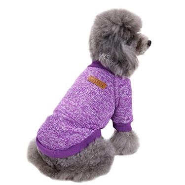Imagem de (X-Pequeno, Roxo) - Pet Dog Clothes Malhas Dog Sweater Suave espessamento quente Filhote de cachorro Camisa de inverno Filhote de cachorro Sueter para caes