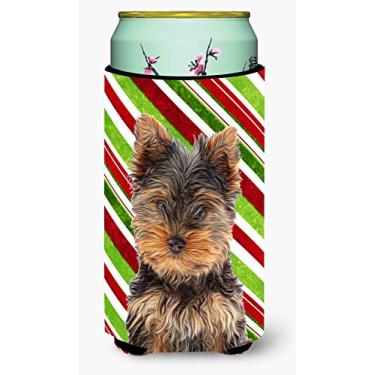 Imagem de Caroline's Treasures KJ1174TBC Bengala Doce de Natal Yorkie Puppy/Yorkshire Terrier Tall Boy Hugger, pode Cooler Sleeve Hugger Lavável na Máquina, Manga de Bebida Hugger Dobrável Isolador