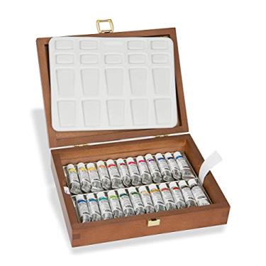Imagem de Schmincke - HORADAM® AQUARELL caixa de cor, tubos de 24 x 5 ml, paleta de porcelana, 74224097, caixa de madeira, conjunto de pintura, melhores aquarelas premium