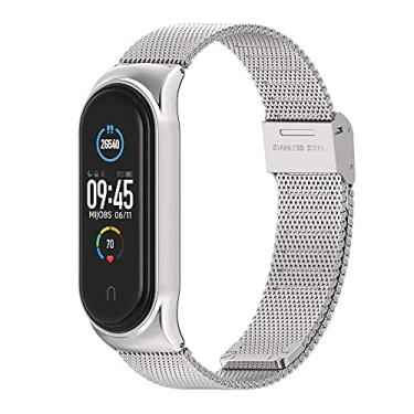 Imagem de pulseira inteligente Adequado para pulseira inteligente Xiaomi mi Band 3/4/5/6/7 Acessórios de cinta de aço inoxidável (Mi Band 3/4/5/6, Prata)