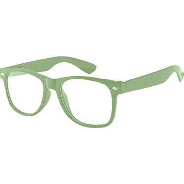 Imagem de Óculos de sol vintage estilo anos 80 com moldura colorida e proteção UV para homens ou mulheres, 1 Clear Lens Light Green, Medium
