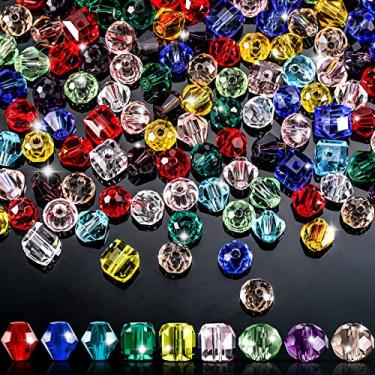 Imagem de 1000 contas de vidro de cristal de 6 mm cores sortidas, contas de cristal facetadas brilhantes para artesanato faça-você-mesmo, pulseiras, colares, joias e materiais
