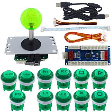 Imagem de SJ@JX Kit Arcade Diy Botão Arcade Ps3 Controlador Teclado Mecânico Microswitch Pc Ps3 Xbox Usb Codificador Arcade Joystick verde