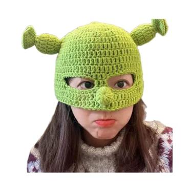 Imagem de WOULDWIN Chapéu Engraçado Shrek de Feito à Mão Unissex Engraçado Chapéu de Malha Halloween Cosplay Prop-2