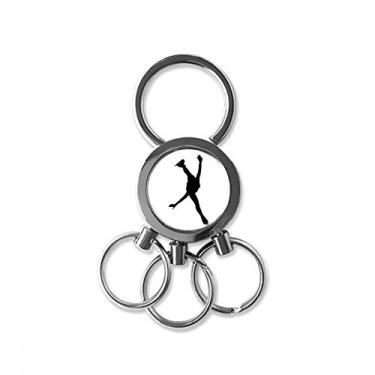 Imagem de Chaveiro de metal de aço inoxidável com jogador de patinação de educação física esportiva chaveiro de carro clipe para presente, Multicolorido.