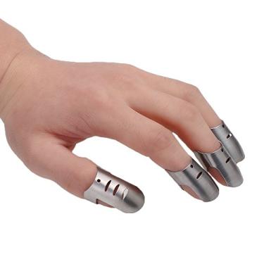 Imagem de Funnytoday365 4 peças/conjunto ajustável de aço inoxidável protetor de mão protetor de dedo protetor de dedo fatia coque segura ferramentas de cozinha