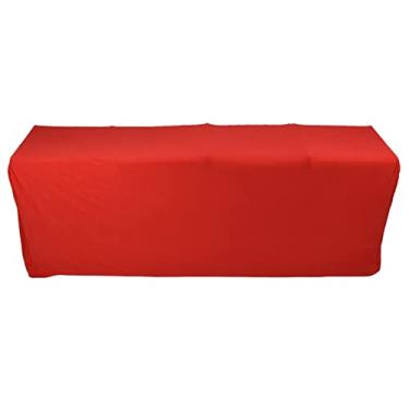 Imagem de Capa de mesa elástica de elastano, lavável com 4 bolsos, reutilizável, toalha de mesa elástica vermelha para festas de casamento e festas de família (vermelho 6 pés 183 x 76 x 76 cm)