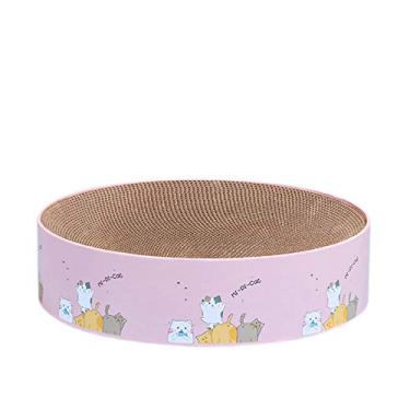 Imagem de Cicilin Arranhador de gato de papelão para gatos 2 em 1 almofada de arranhão e cama redonda reversível e substituível com erva de gato (estilo 2, 335,5 cm)