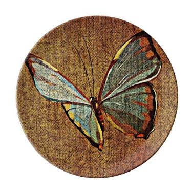 Imagem de Placa de bordado decorativa de porcelana Salver talheres de jantar com design tradicional de borboletas de linho