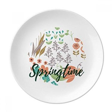 Imagem de Prato de tinta de planta laranja branca decorativa de porcelana Salver louças de jantar