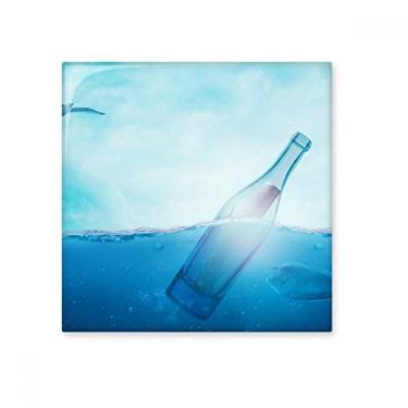 Imagem de Garrafa de vidro do oceano, ciência, natureza, azulejo de cerâmica, decalque brilhante