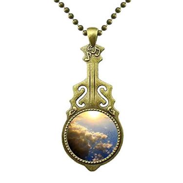 Imagem de DIYthinker Colar laranja Sunshine azul celeste nuvens colar antigo joia música pingente