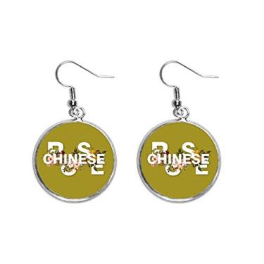 Imagem de Brincos femininos de flor com pingente de orelha chinesa com pingente de prata