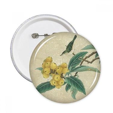 Imagem de Boneco de pena bordado Loquat, pintura chinesa, pinos redondos, emblema, botão, emblema, acessórios, decoração, 5 peças