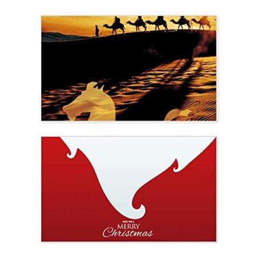 Imagem de Desert Along the Way to the Silk Road Map Camel Holiday Holiday Merry Christmas Parabéns Card Christmas Letter Message
