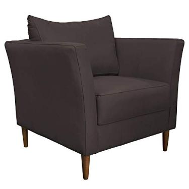 Imagem de Poltrona Decorativa Sala de Estar Pés Palito Lubbock Couro Marrom - Gran Belo