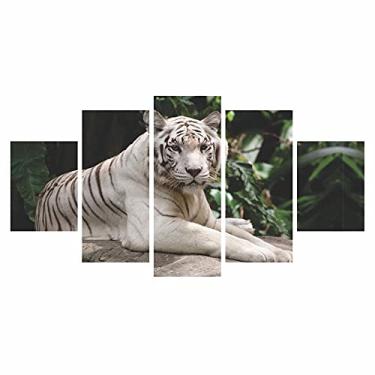 Imagem de Quadros Decorativos Mosaico MDF Tigre Branco na Floresta 115x60cm