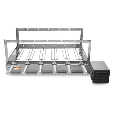Imagem de Gira Grill Inox 6 Espetos para Churrasqueira Bivolt Pratic