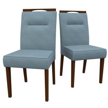 Imagem de Kit 2 Cadeiras De Jantar Amendoa/Azul New Ceval