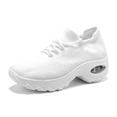 Imagem de Tenis Feminino Casual Casuais Academia Calçados Caminhada Antiderrapante Corrida Tênis (37,White(Branco))